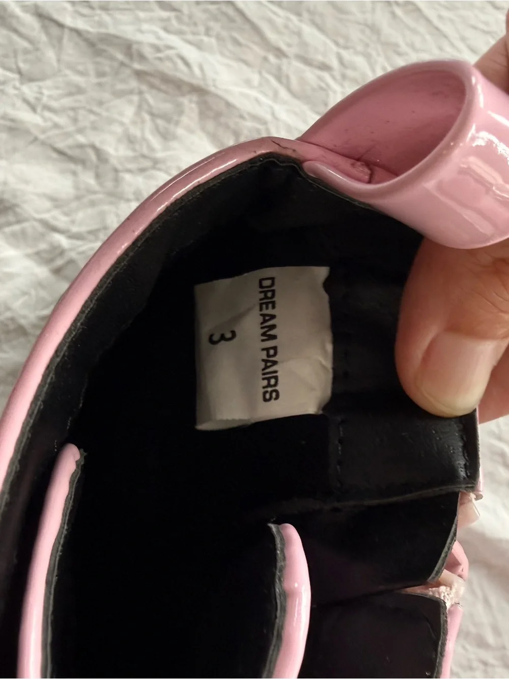 Dream Pairs Pink Patent Lace-Up Combat Boots with Black Soles
